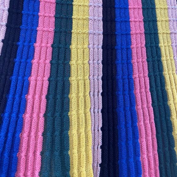 Zara Multicolor Shimmer Godet Vertical Striped Knit Midi Skirt Size XS Dopamine - Picture 7 of 7